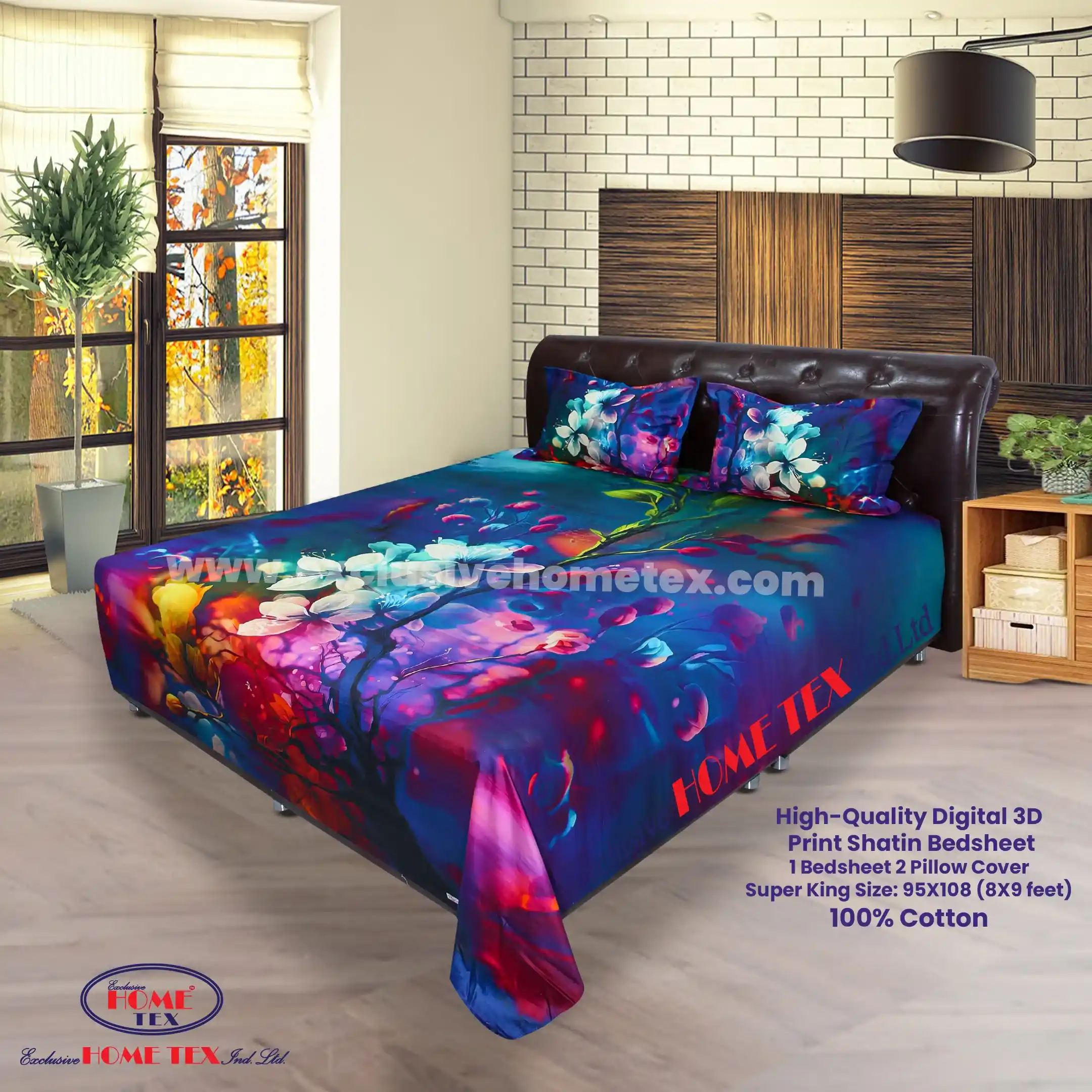 High-Quality Digital 3D Print Satin Bedsheet