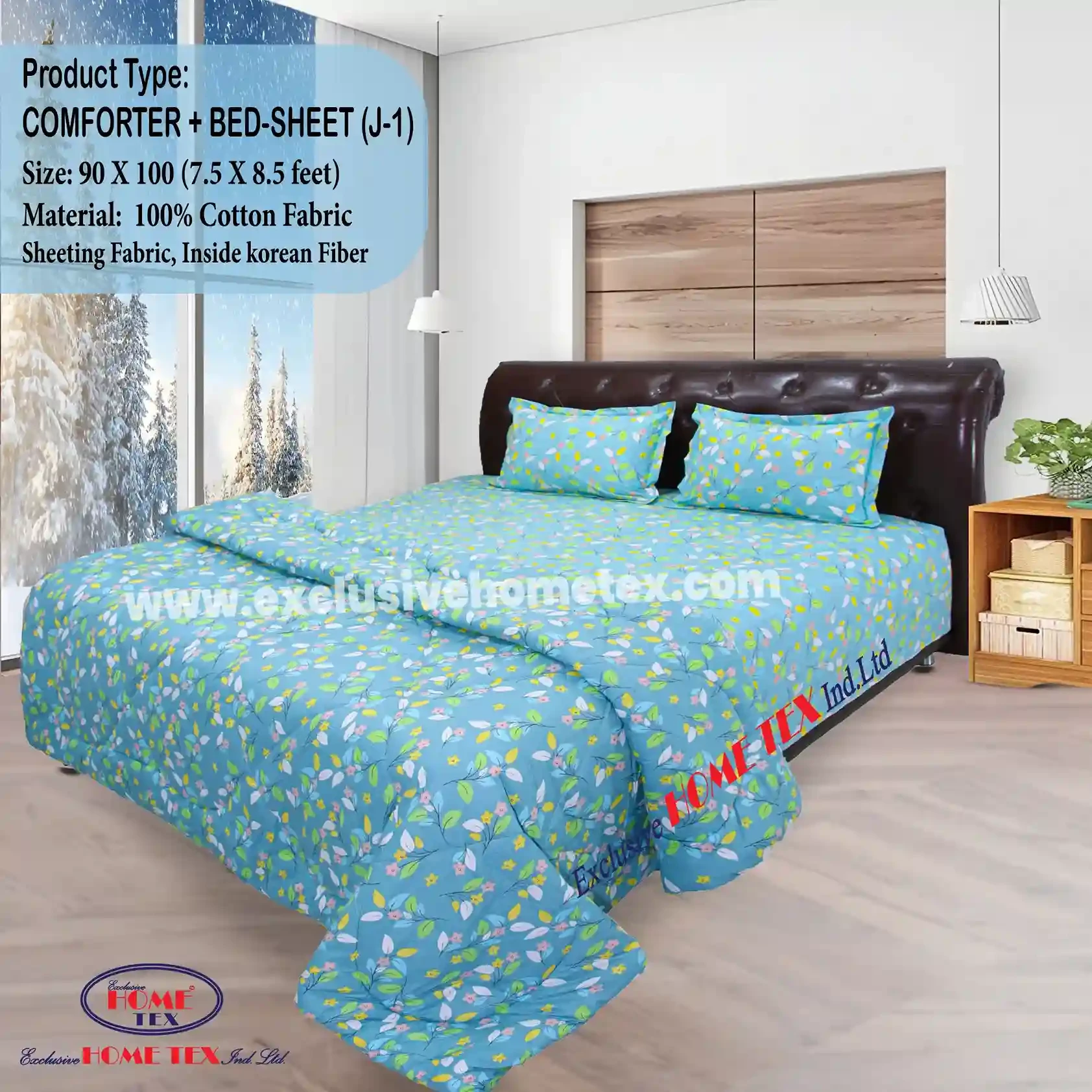 Sheeting Fabric Comforter + Bedsheet (J-1)