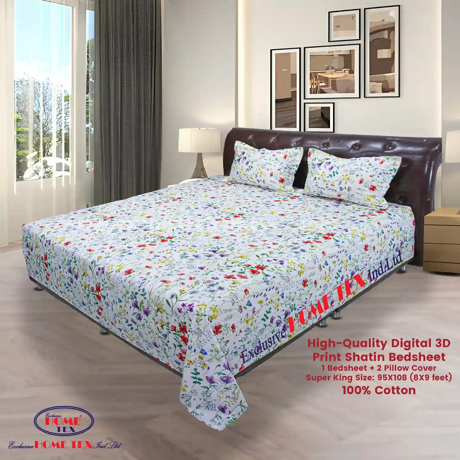 High-Quality Digital 3D Print Satin Bedsheet