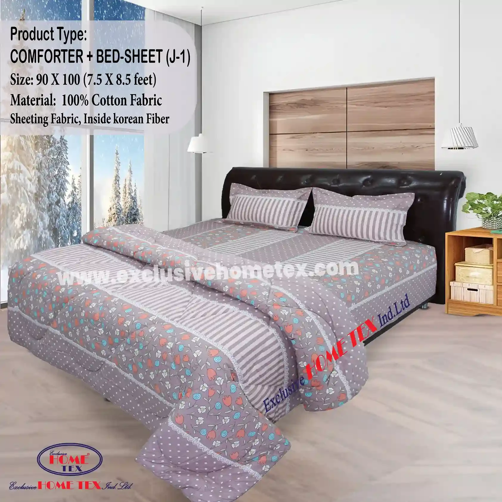 Sheeting Fabric Comforter + Bedsheet (J-1)