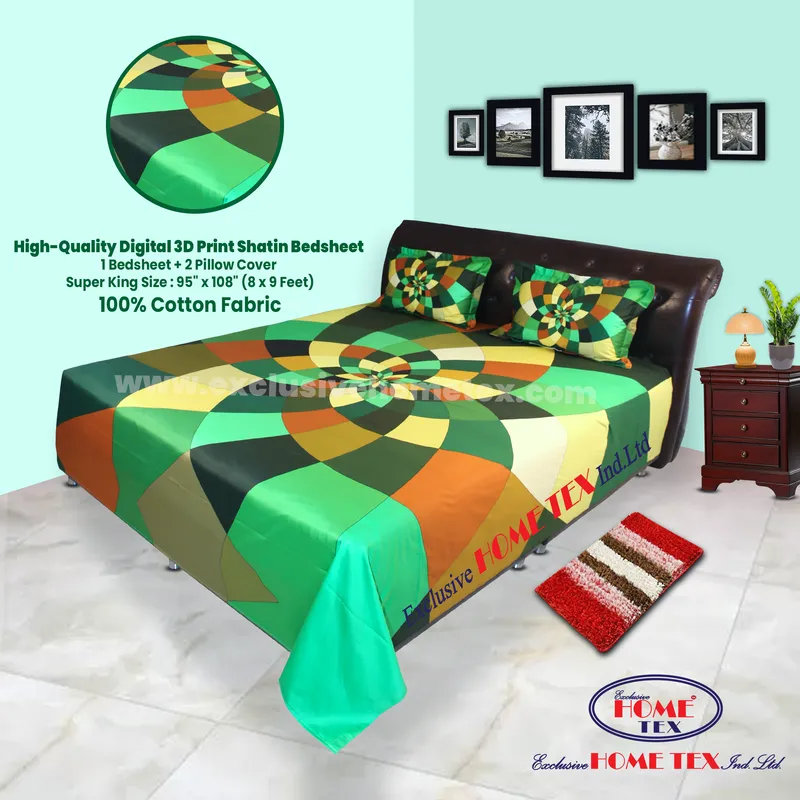 High-Quality Digital 3D Print Satin Bedsheet