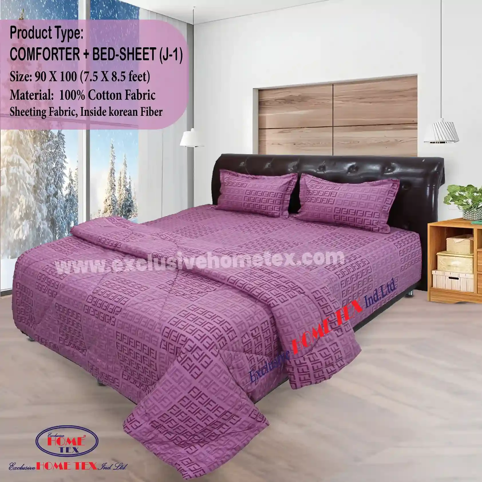 Sheeting Fabric Comforter + Bedsheet (J-1)