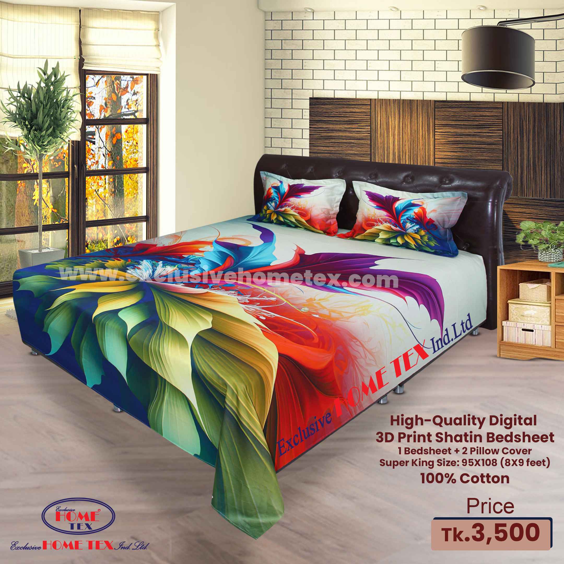 High-Quality Digital 3D Print Satin Bedsheet