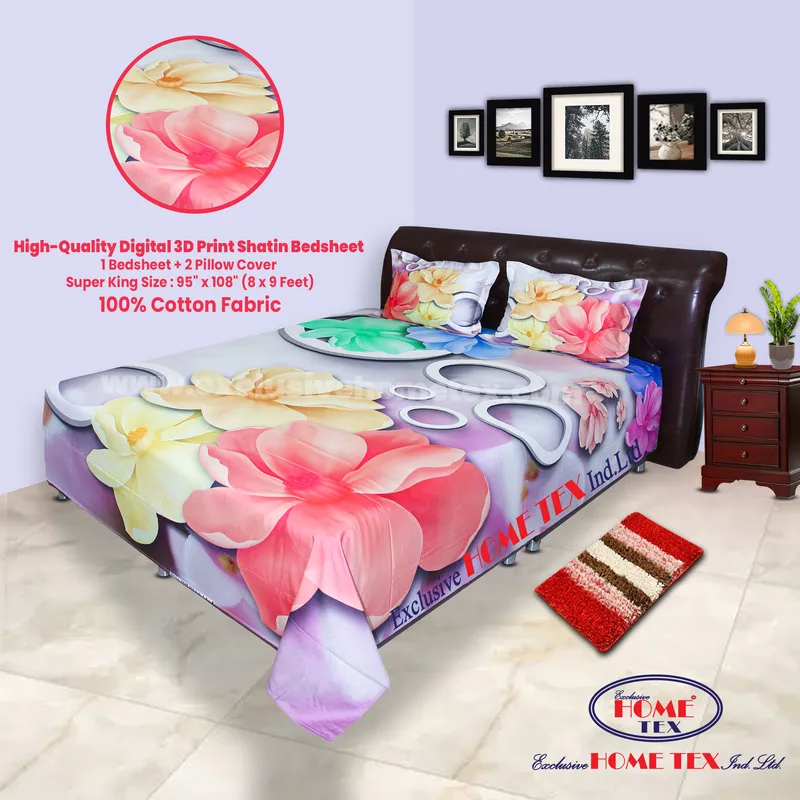 High-Quality Digital 3D Print Satin Bedsheet