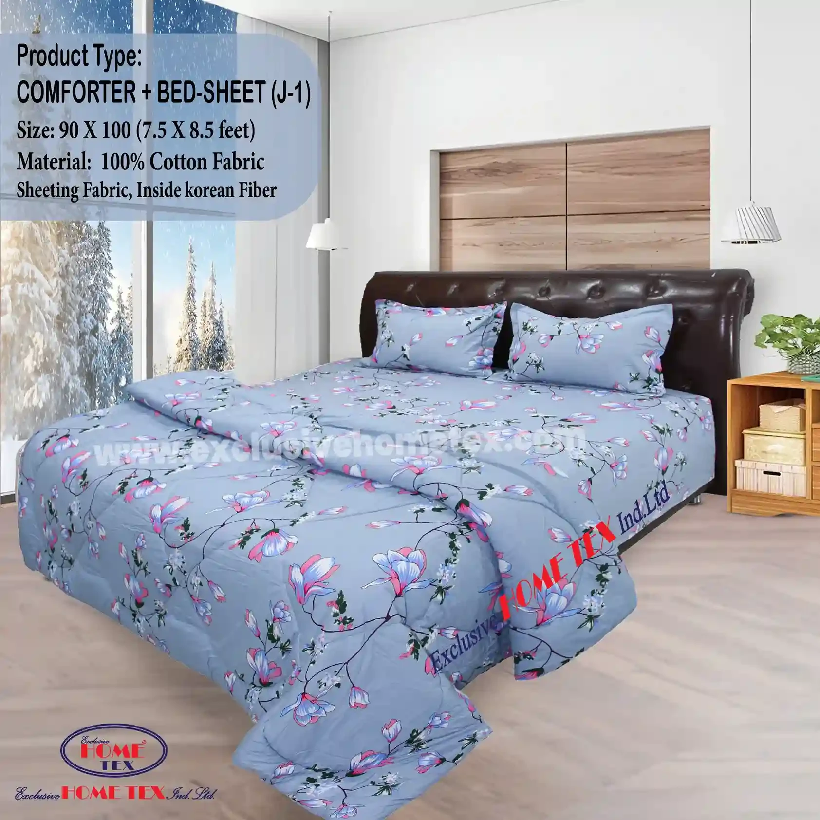 Sheeting Fabric Comforter + Bedsheet (J-1)