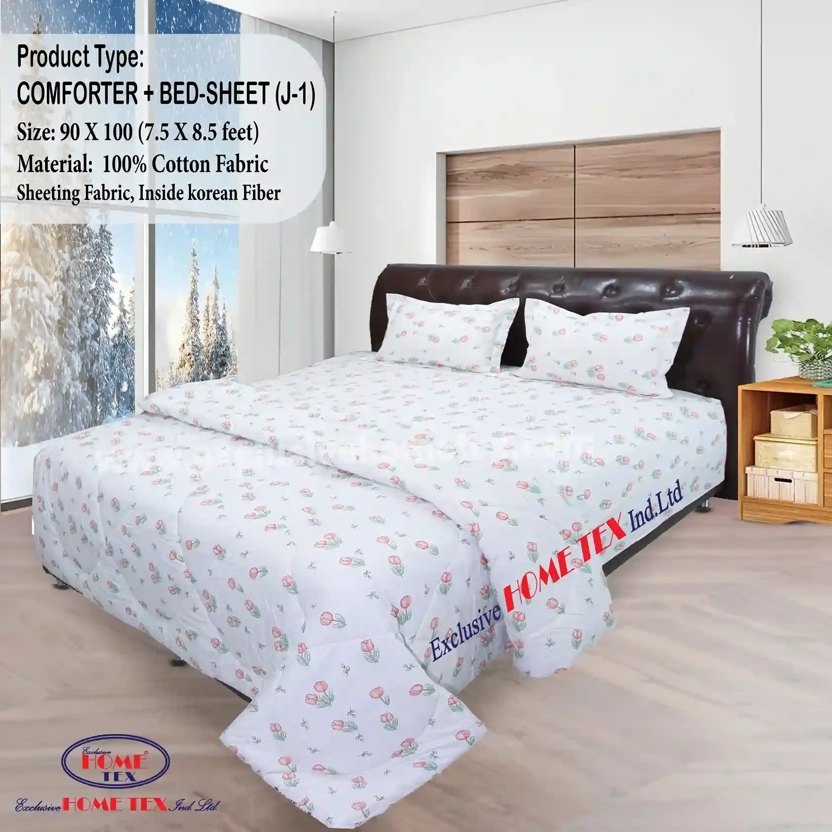 Sheeting Fabric Comforter + Bedsheet (J-1)