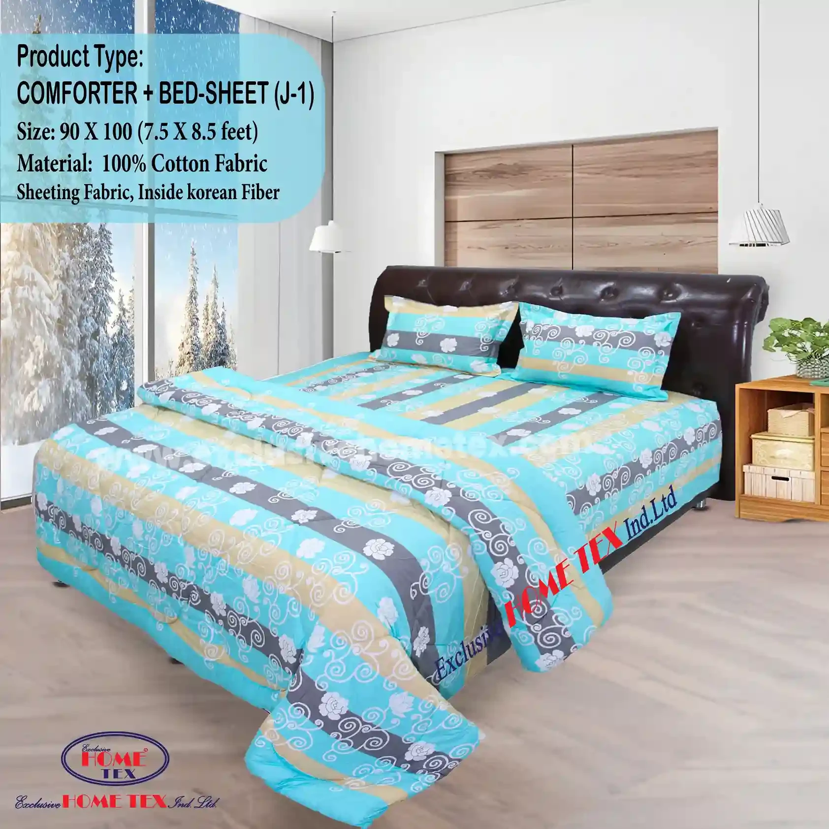 Sheeting Fabric Comforter + Bedsheet (J-1)