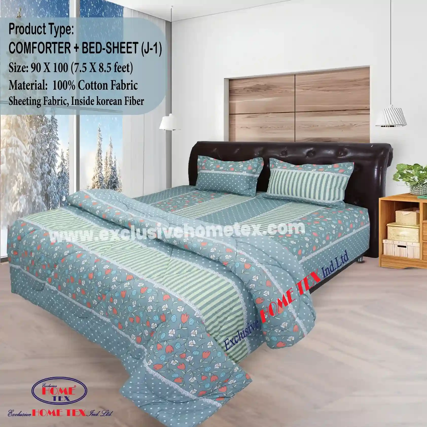 Sheeting Fabric Comforter + Bedsheet (J-1)