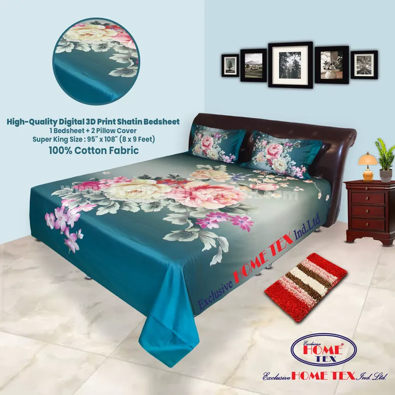 High-Quality Digital 3D Print Satin Bedsheet