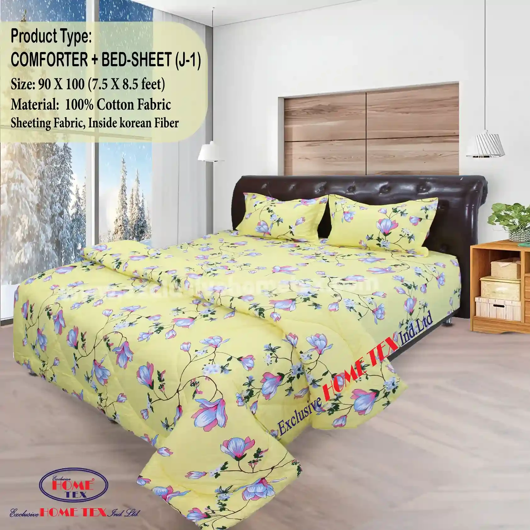 Sheeting Fabric Comforter + Bedsheet (J-1)