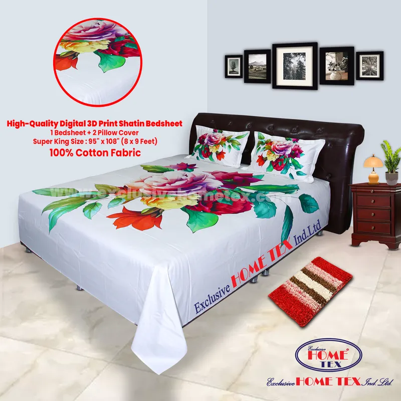 High-Quality Digital 3D Print Satin Bedsheet