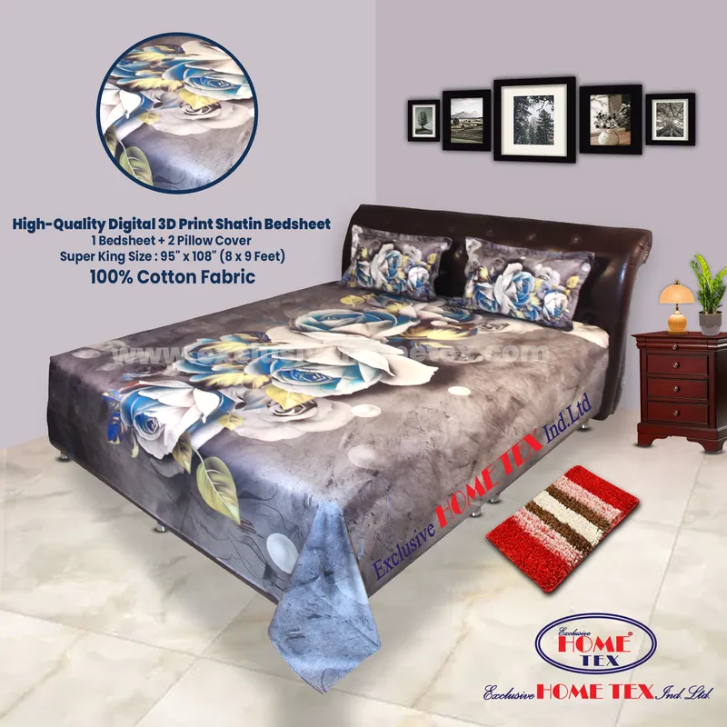 High-Quality Digital 3D Print Satin Bedsheet