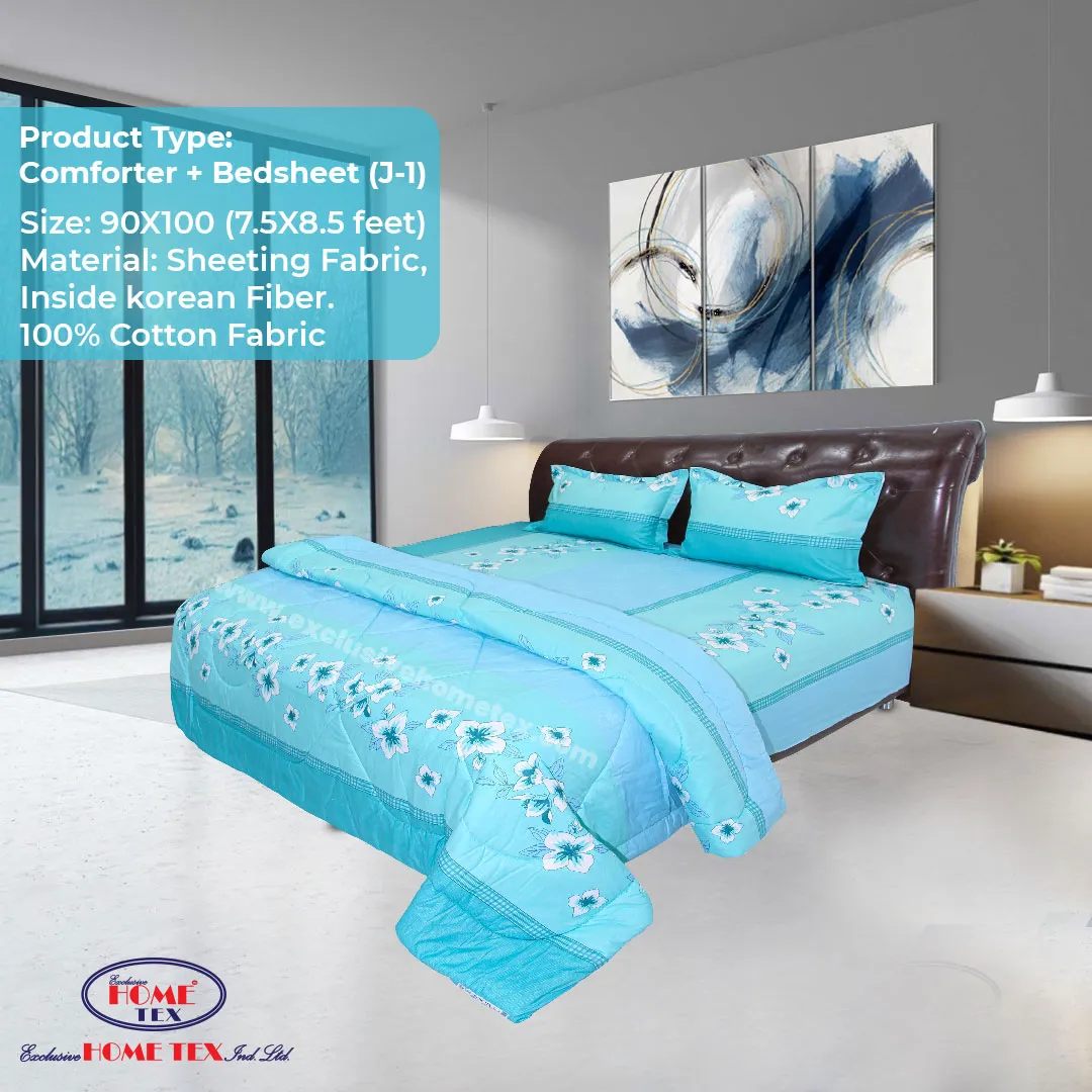 Sheeting Fabric Comforter + Bedsheet (J-1)