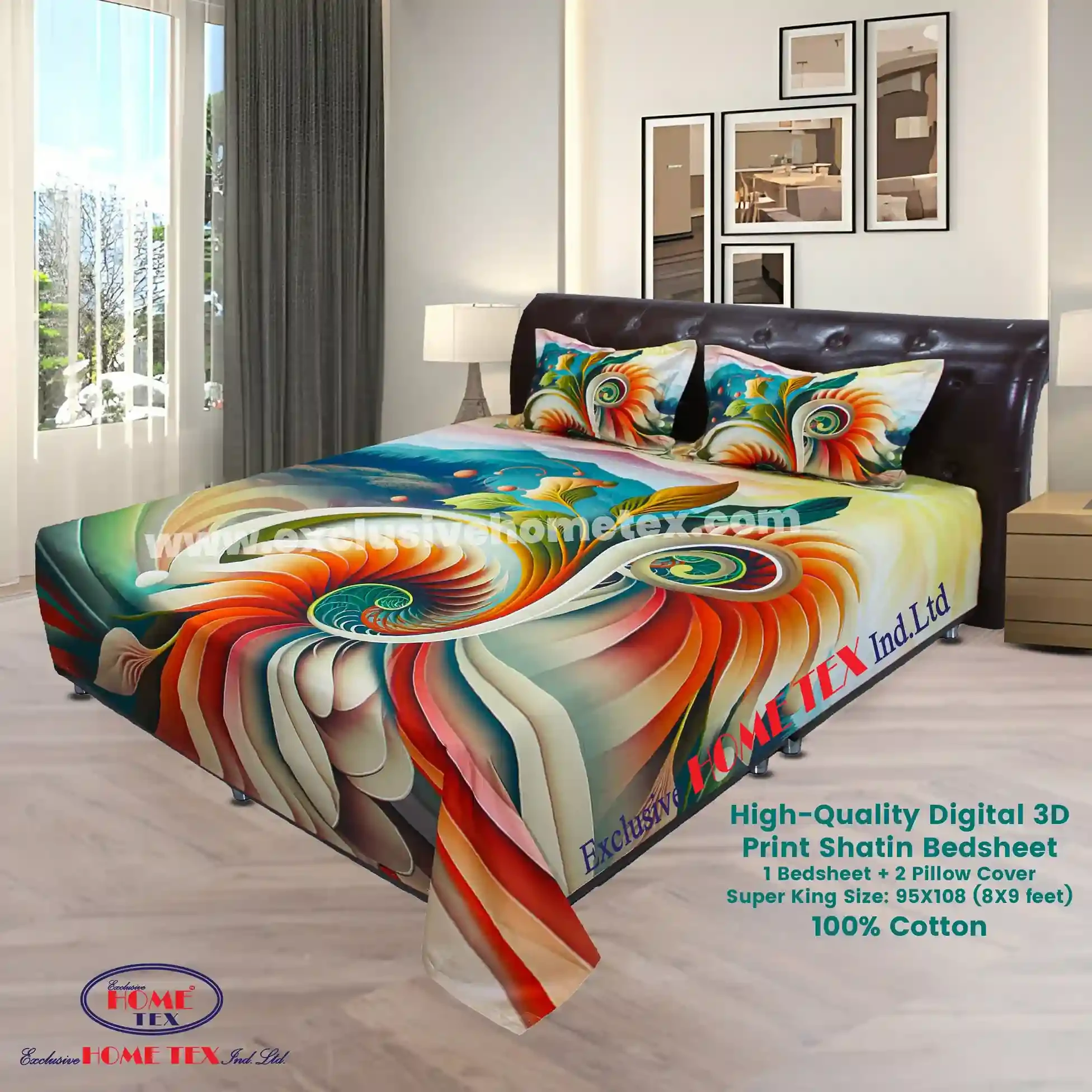 High-Quality Digital 3D Print Satin Bedsheet