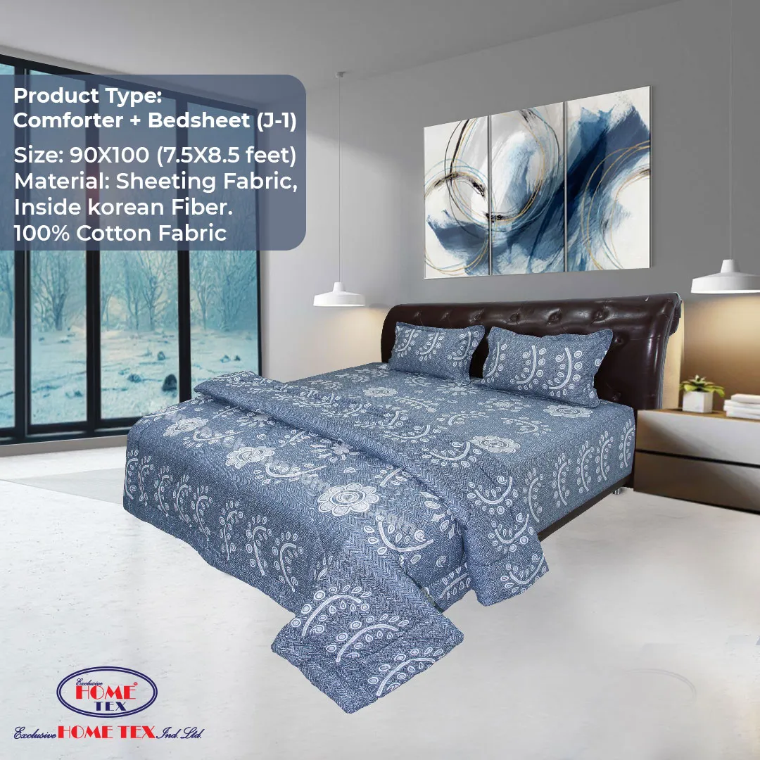 Sheeting Fabric Comforter + Bedsheet (J-1)