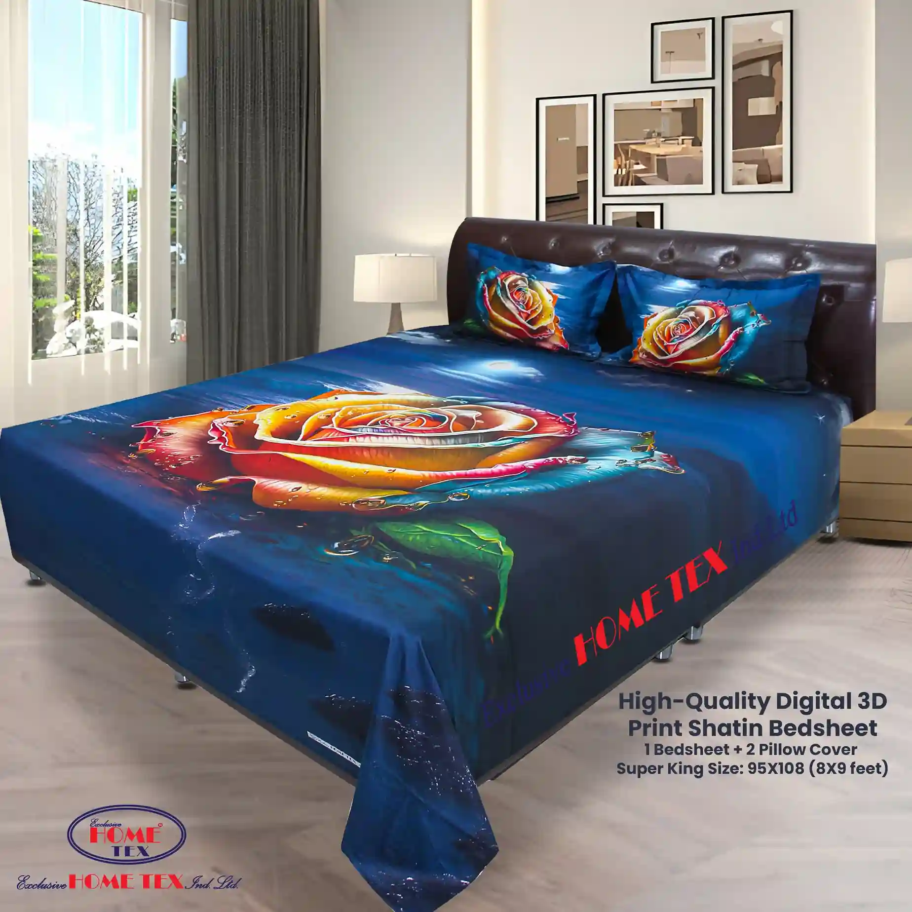 High-Quality Digital 3D Print Satin Bedsheet