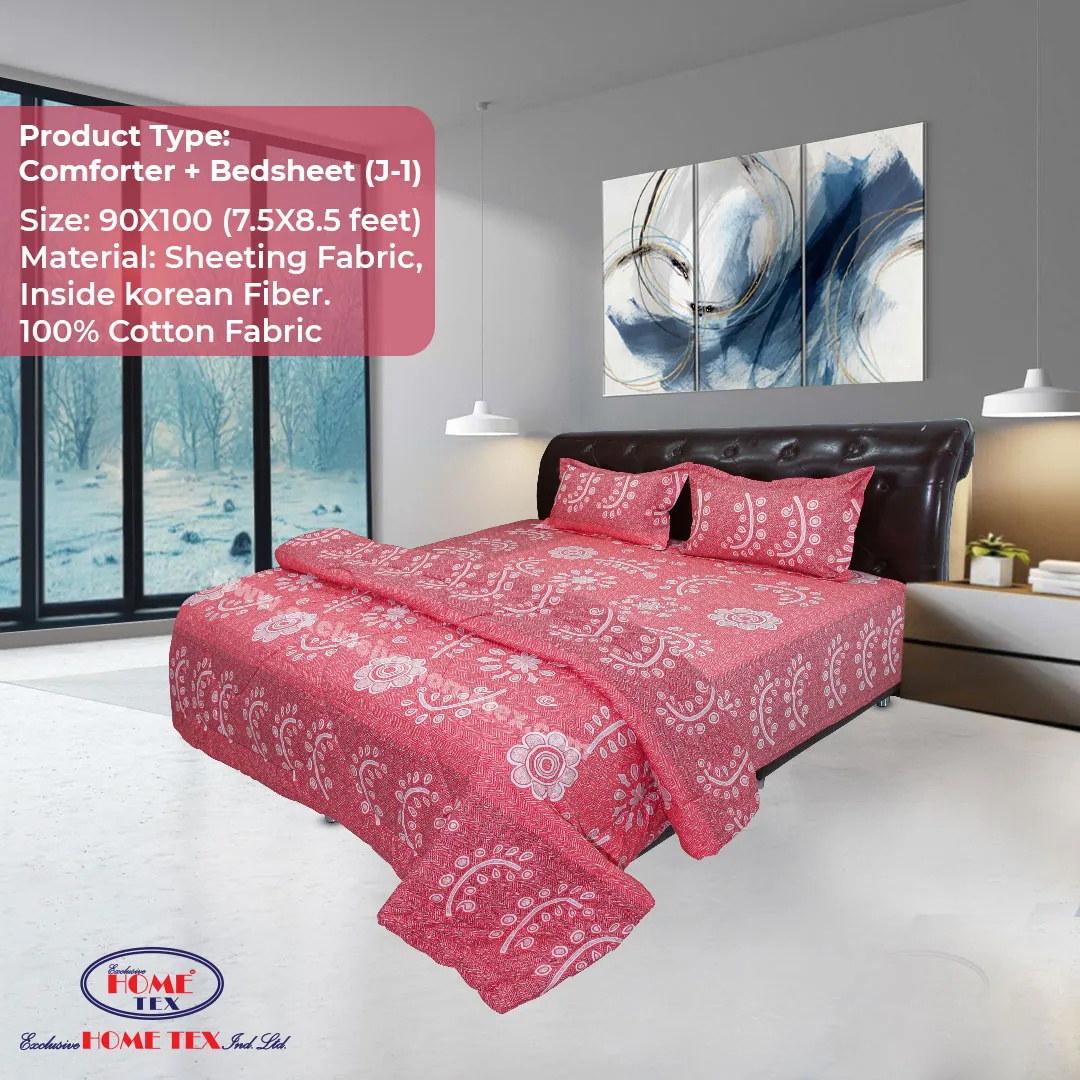 Sheeting Fabric Comforter + Bedsheet (J-1)