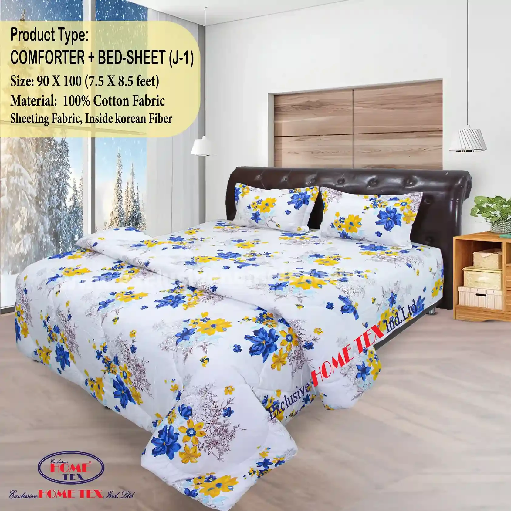 Sheeting Fabric Comforter + Bedsheet (J-1)