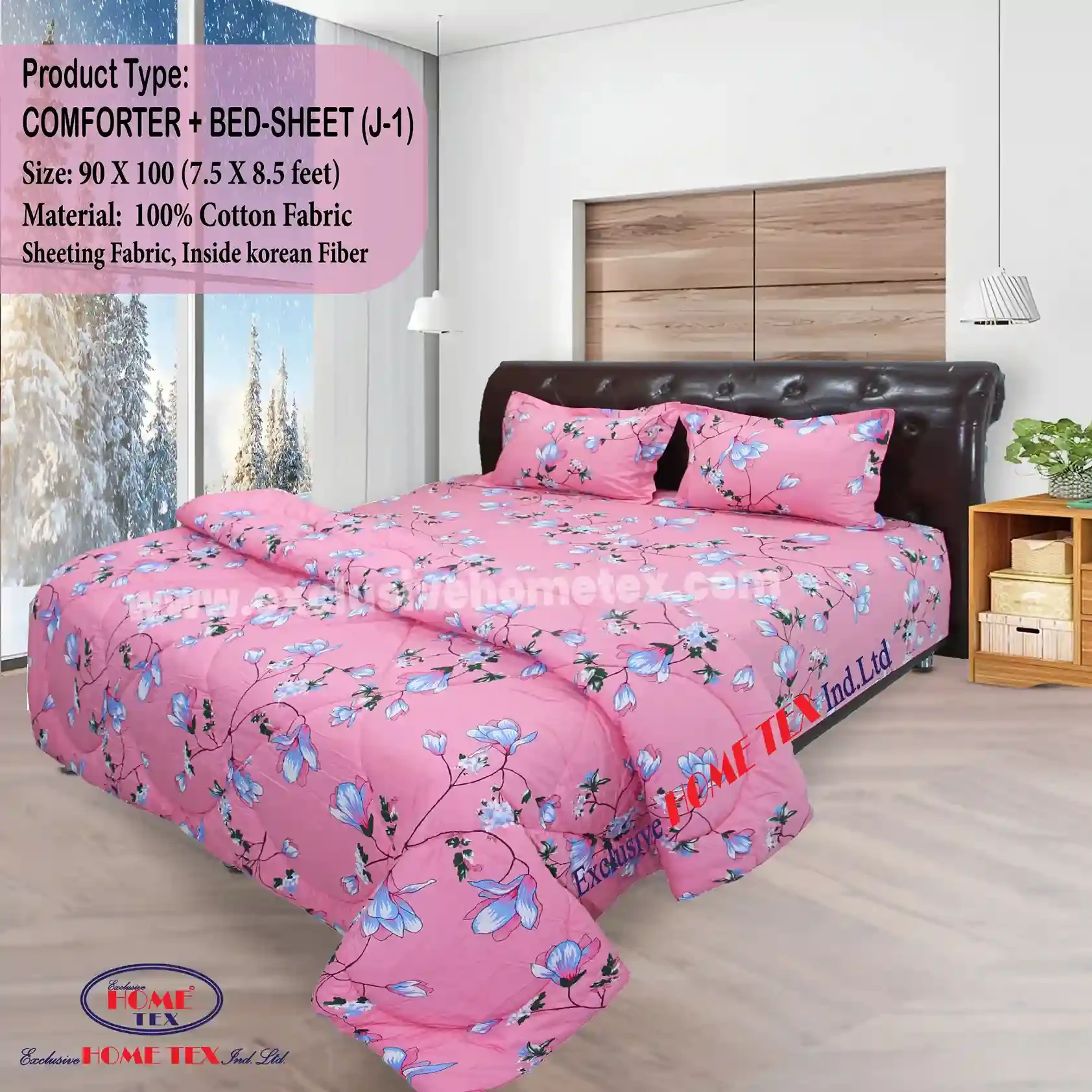 Sheeting Fabric Comforter + Bedsheet (J-1)