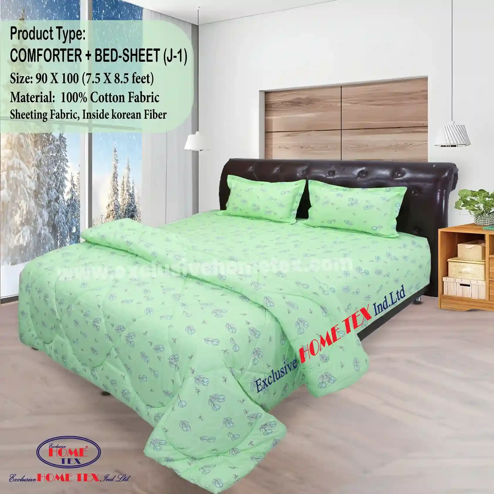 Sheeting Fabric Comforter + Bedsheet (J-1)