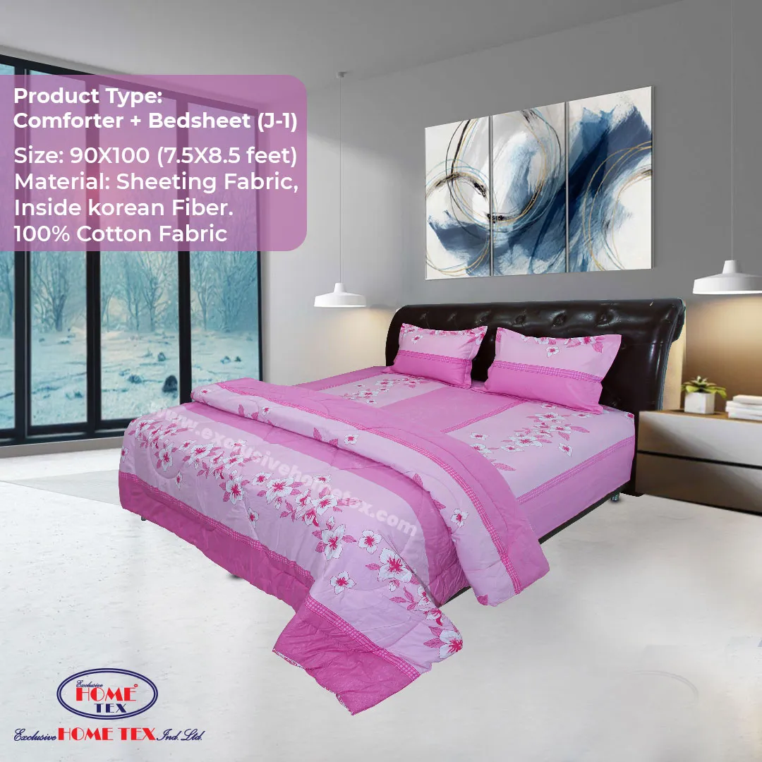 Sheeting Fabric Comforter + Bedsheet (J-1)