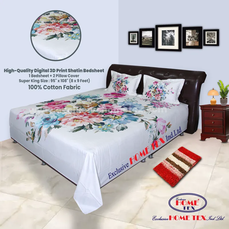 High-Quality Digital 3D Print Satin Bedsheet