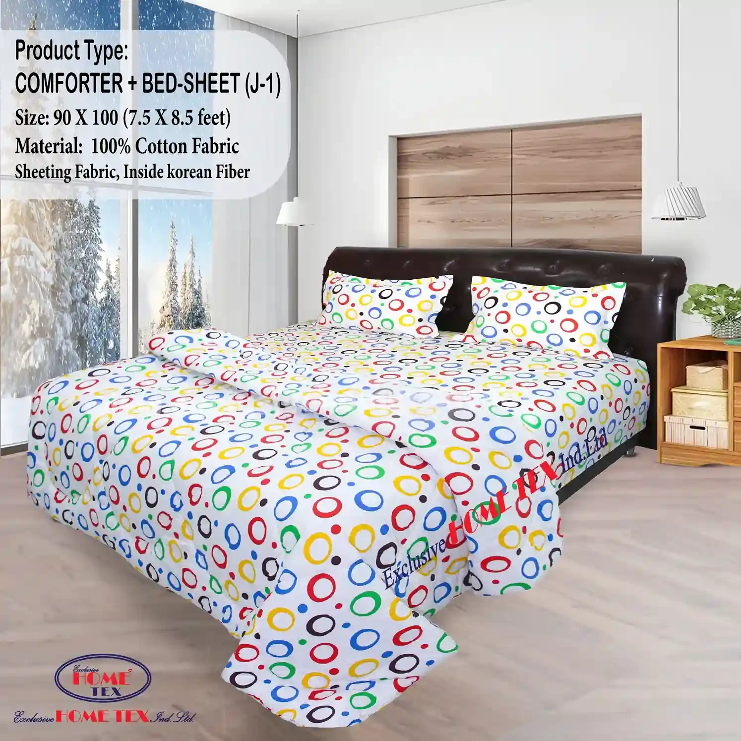 Sheeting Fabric Comforter + Bedsheet (J-1)