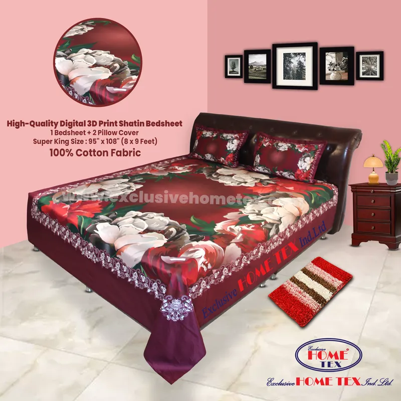 High-Quality Digital 3D Print Satin Bedsheet