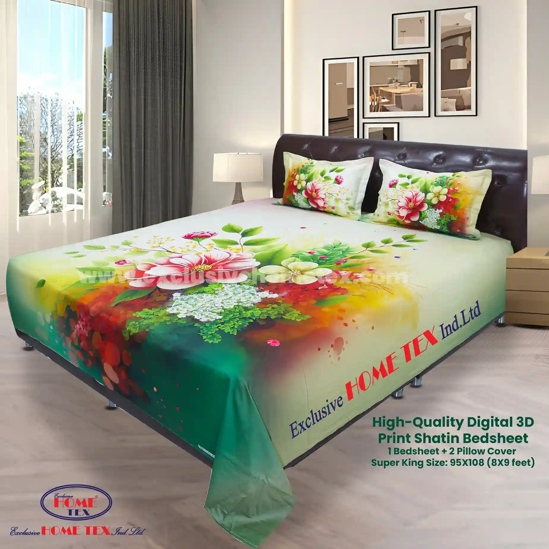 High-Quality Digital 3D Print Satin Bedsheet