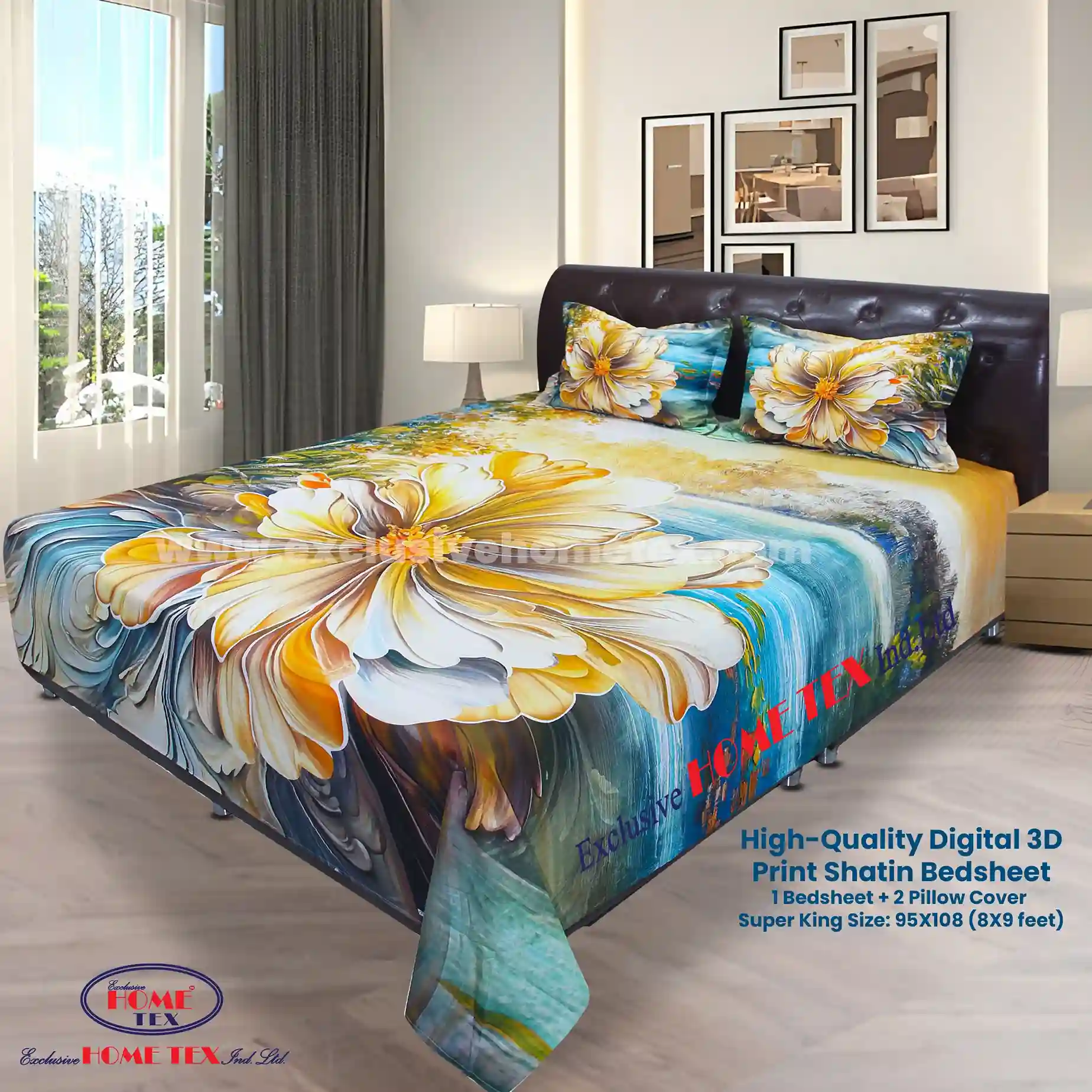 High-Quality Digital 3D Print Satin Bedsheet