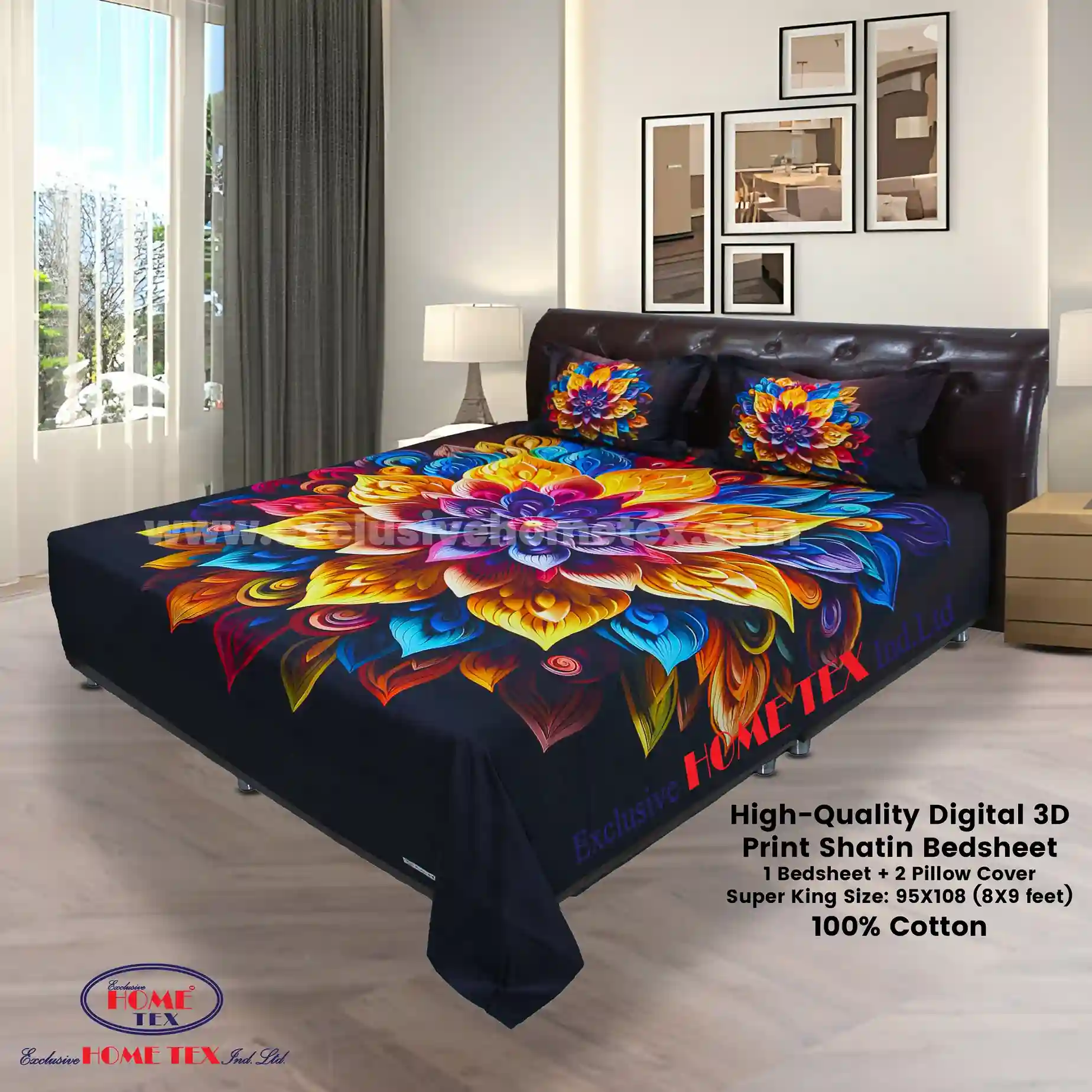 High-Quality Digital 3D Print Satin Bedsheet