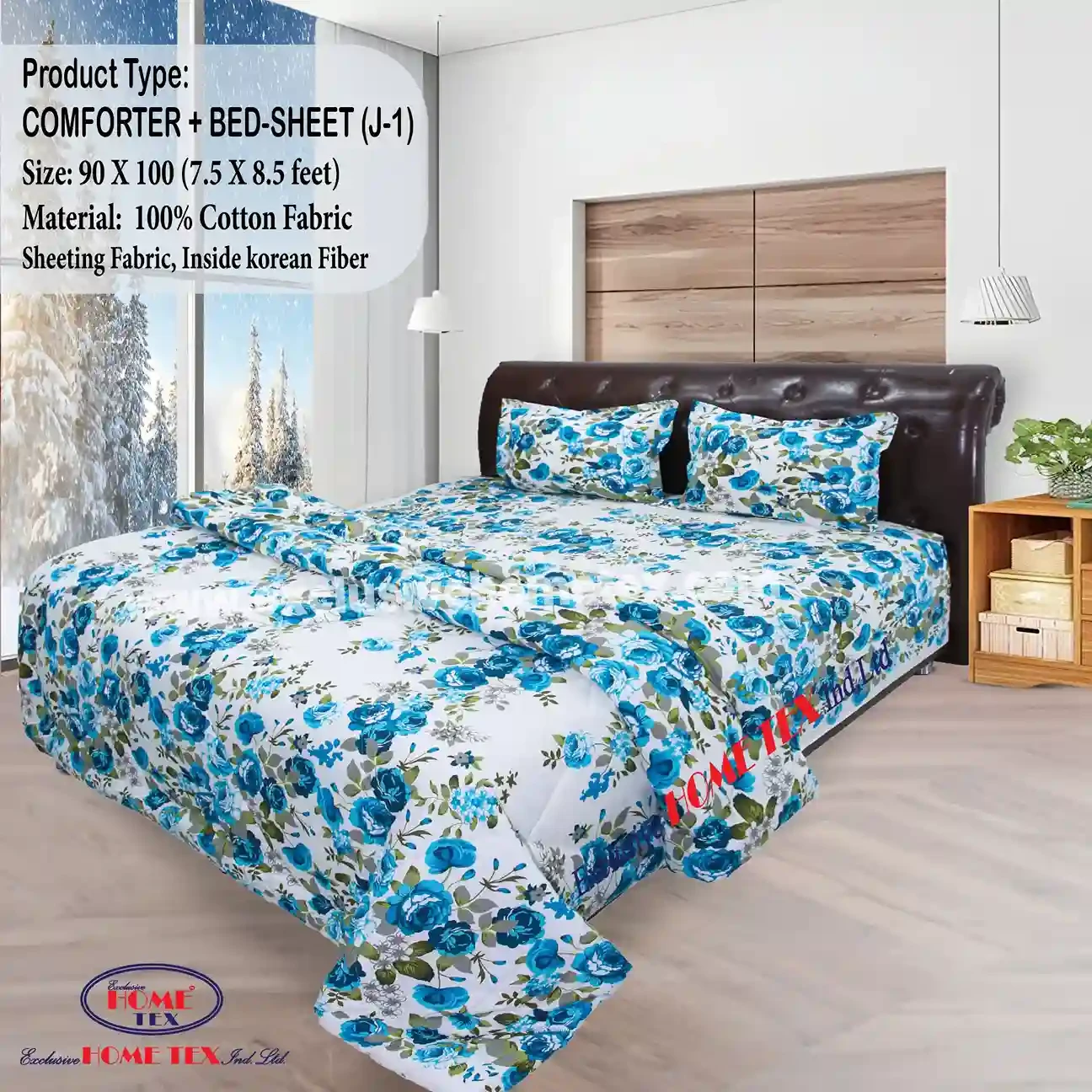 Sheeting Fabric Comforter + Bedsheet (J-1)