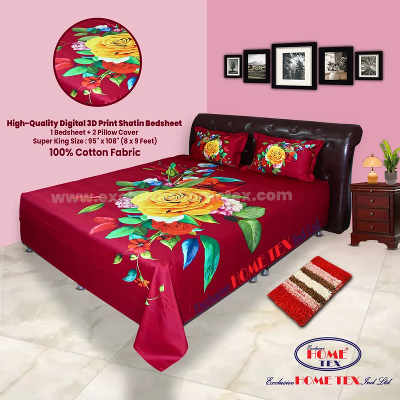 High-Quality Digital 3D Print Satin Bedsheet