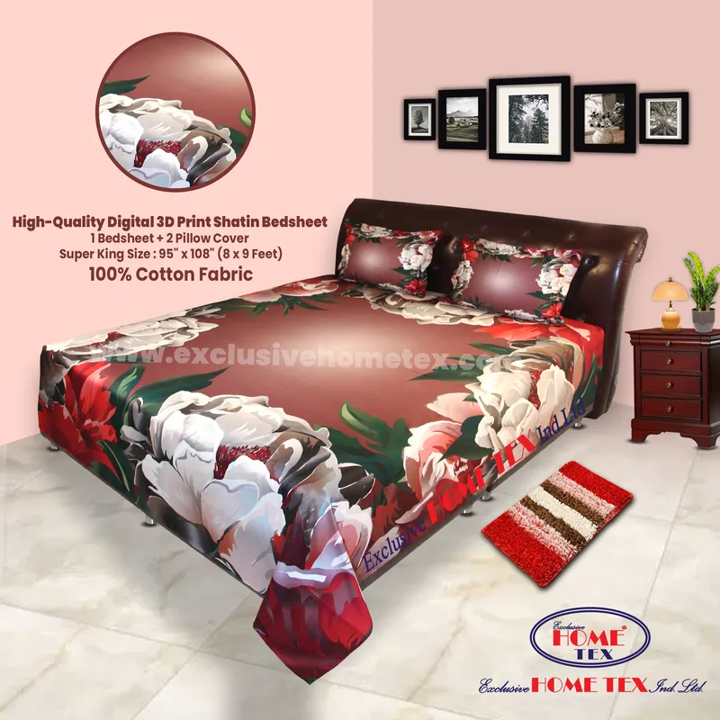 High-Quality Digital 3D Print Satin Bedsheet