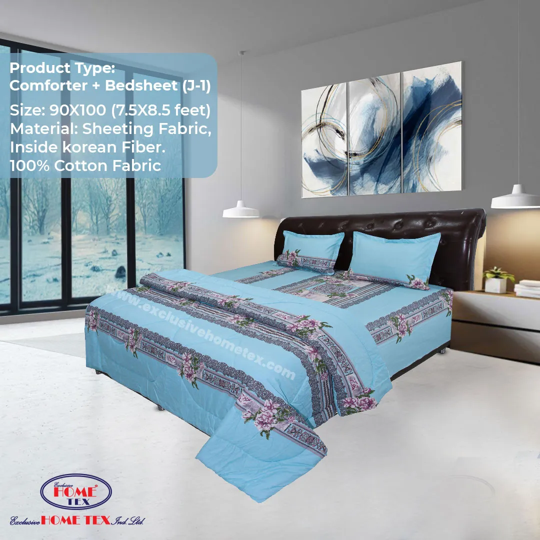 Sheeting Fabric Comforter + Bedsheet (J-1)