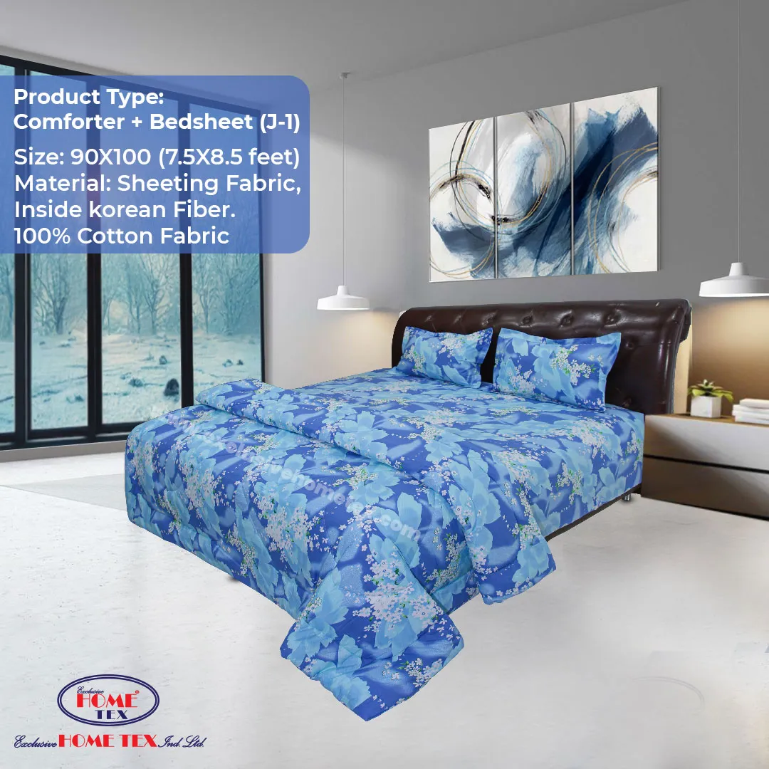 Sheeting Fabric Comforter + Bedsheet (J-1)