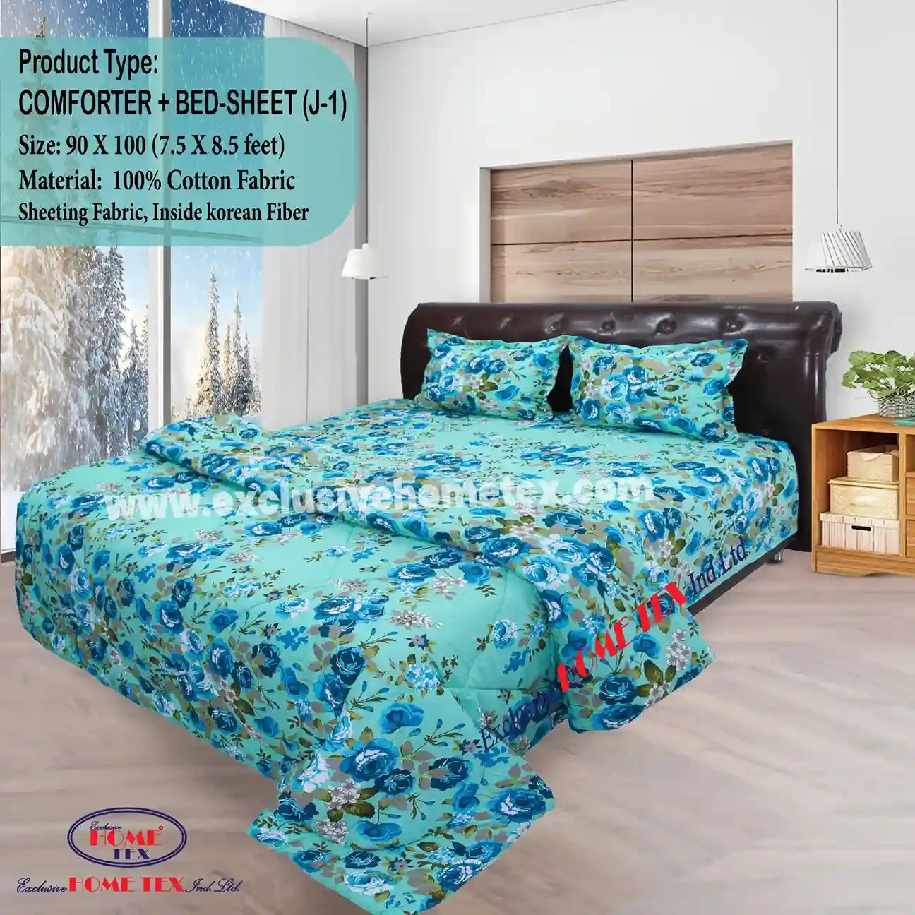 Sheeting Fabric Comforter + Bedsheet (J-1)