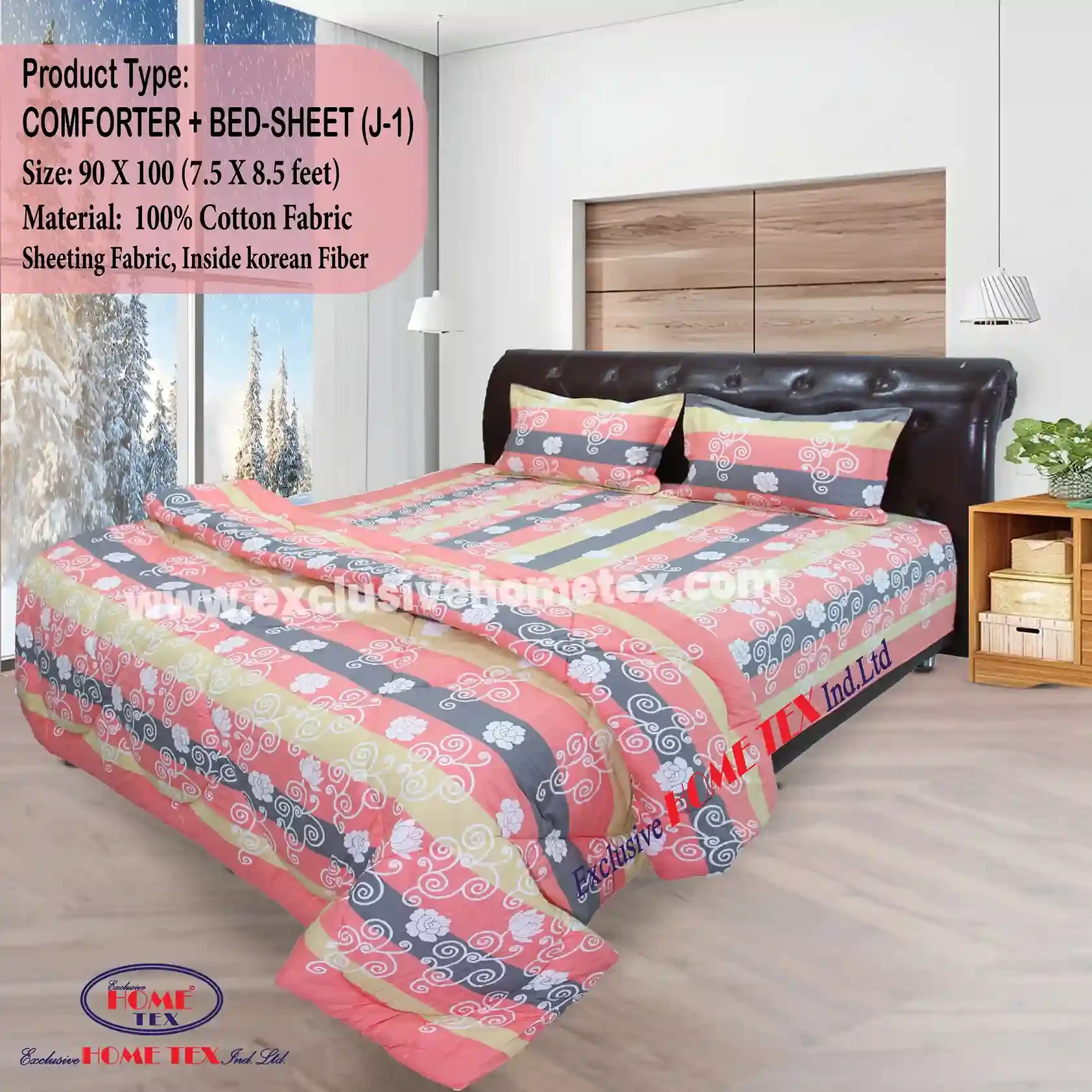 Sheeting Fabric Comforter + Bedsheet (J-1)