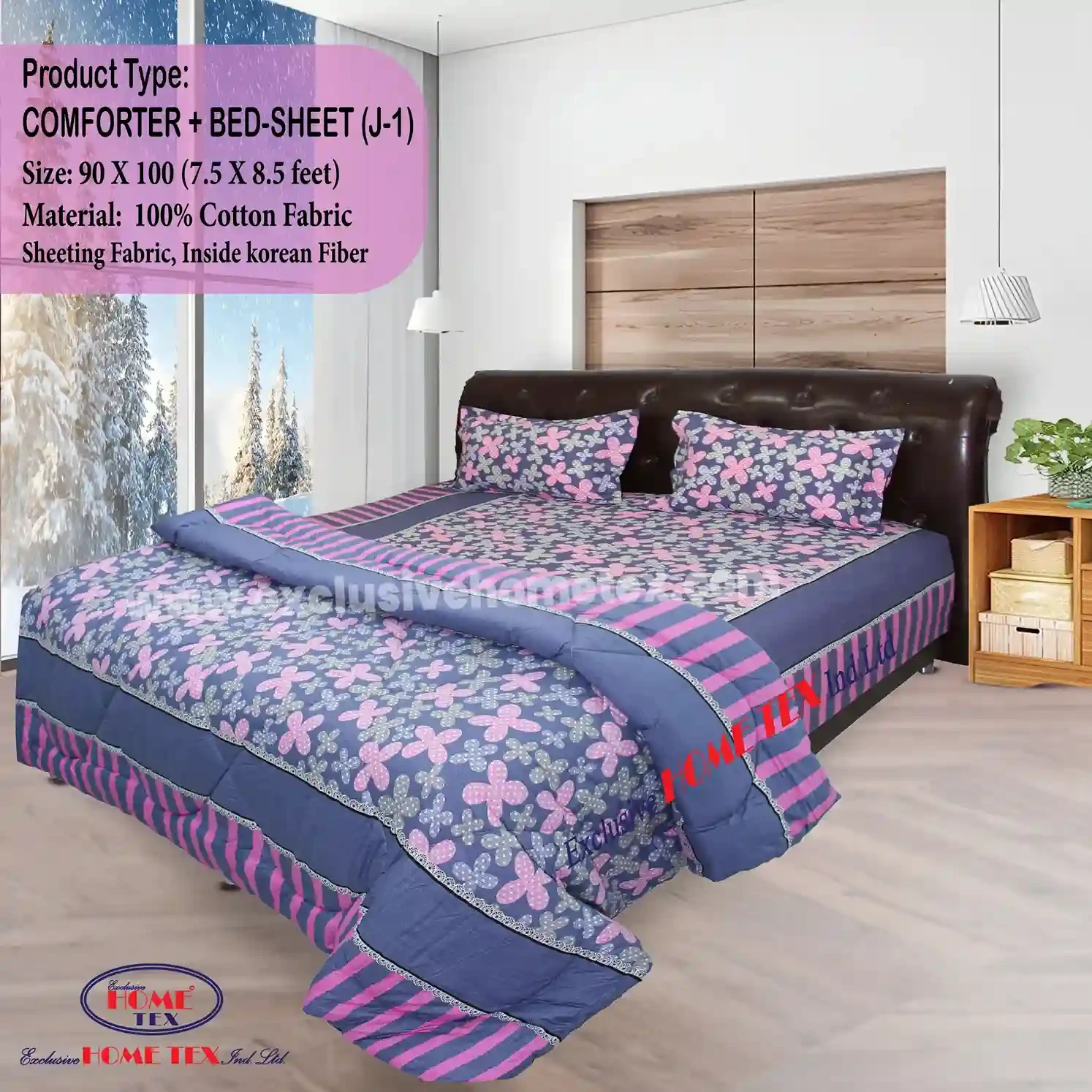 Sheeting Fabric Comforter + Bedsheet (J-1)