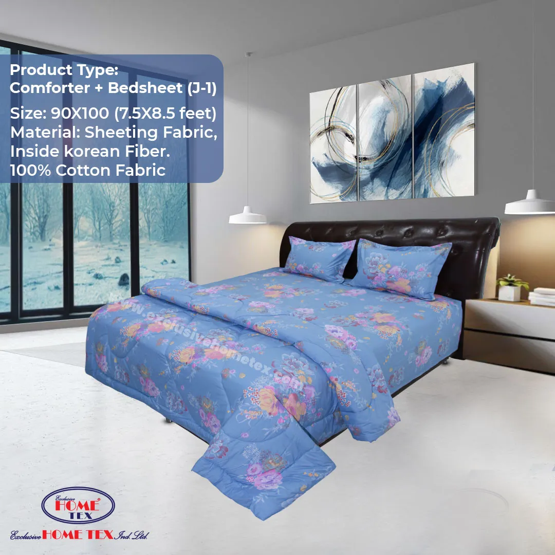 Sheeting Fabric Comforter + Bedsheet (J-1)