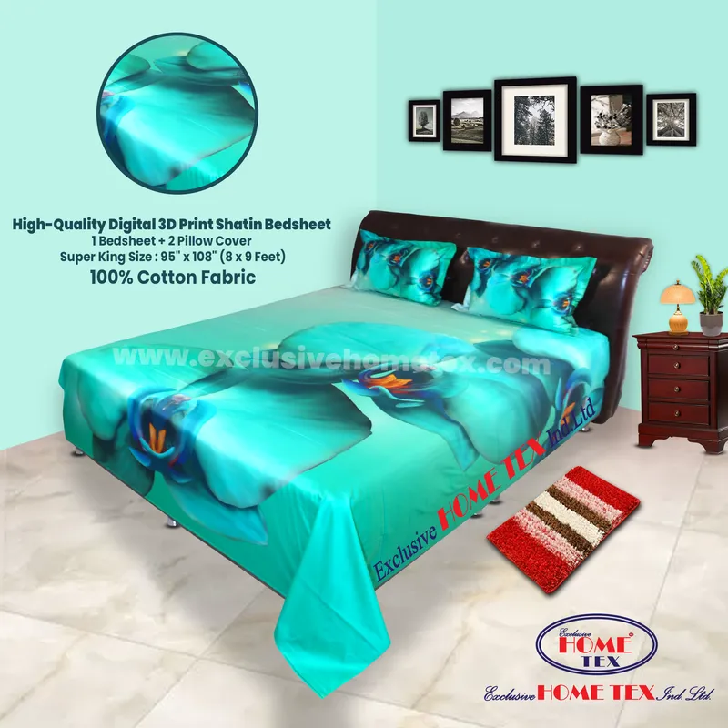 High-Quality Digital 3D Print Satin Bedsheet