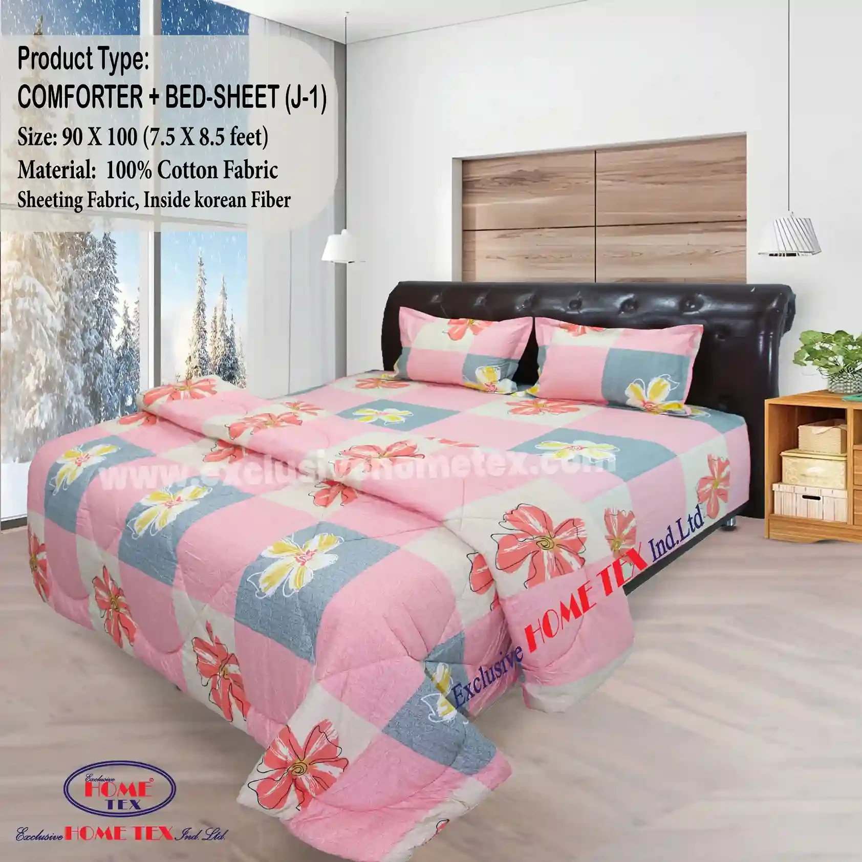 Sheeting Fabric Comforter + Bedsheet (J-1)