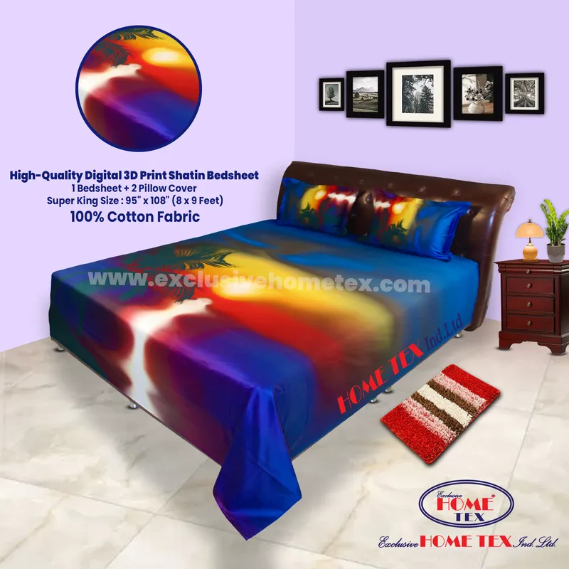 High-Quality Digital 3D Print Satin Bedsheet