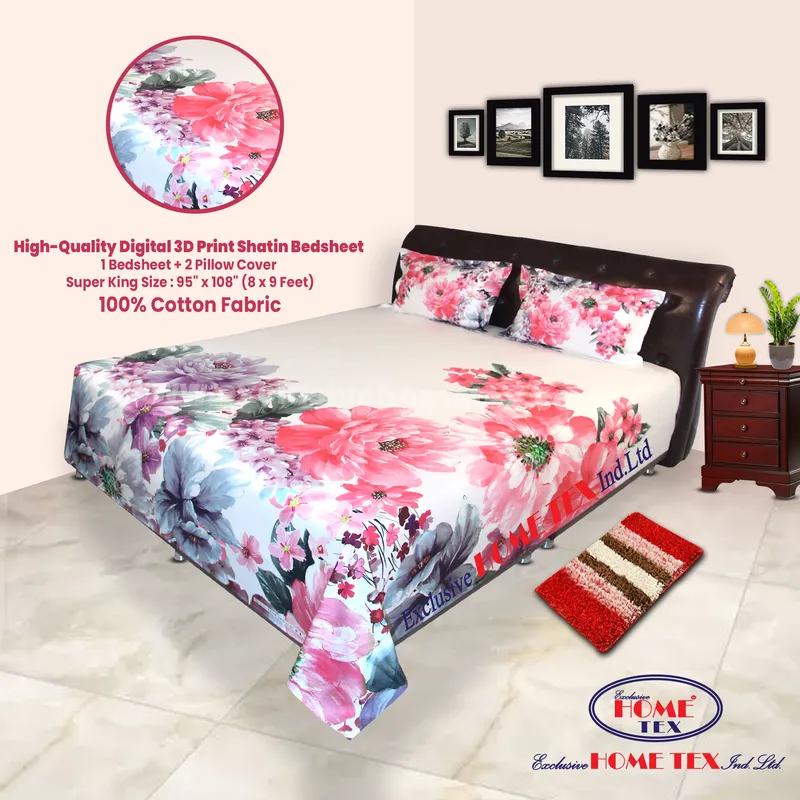 High-Quality Digital 3D Print Satin Bedsheet