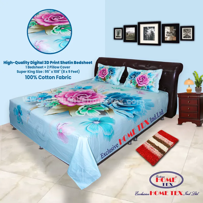 High-Quality Digital 3D Print Satin Bedsheet