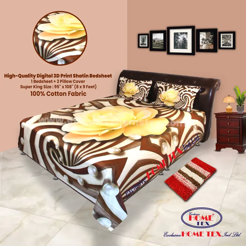 High-Quality Digital 3D Print Satin Bedsheet