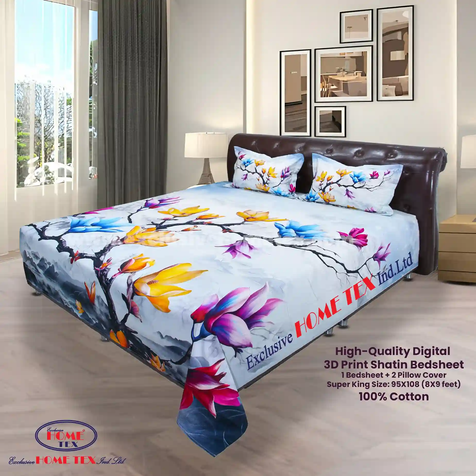 High-Quality Digital 3D Print Satin Bedsheet