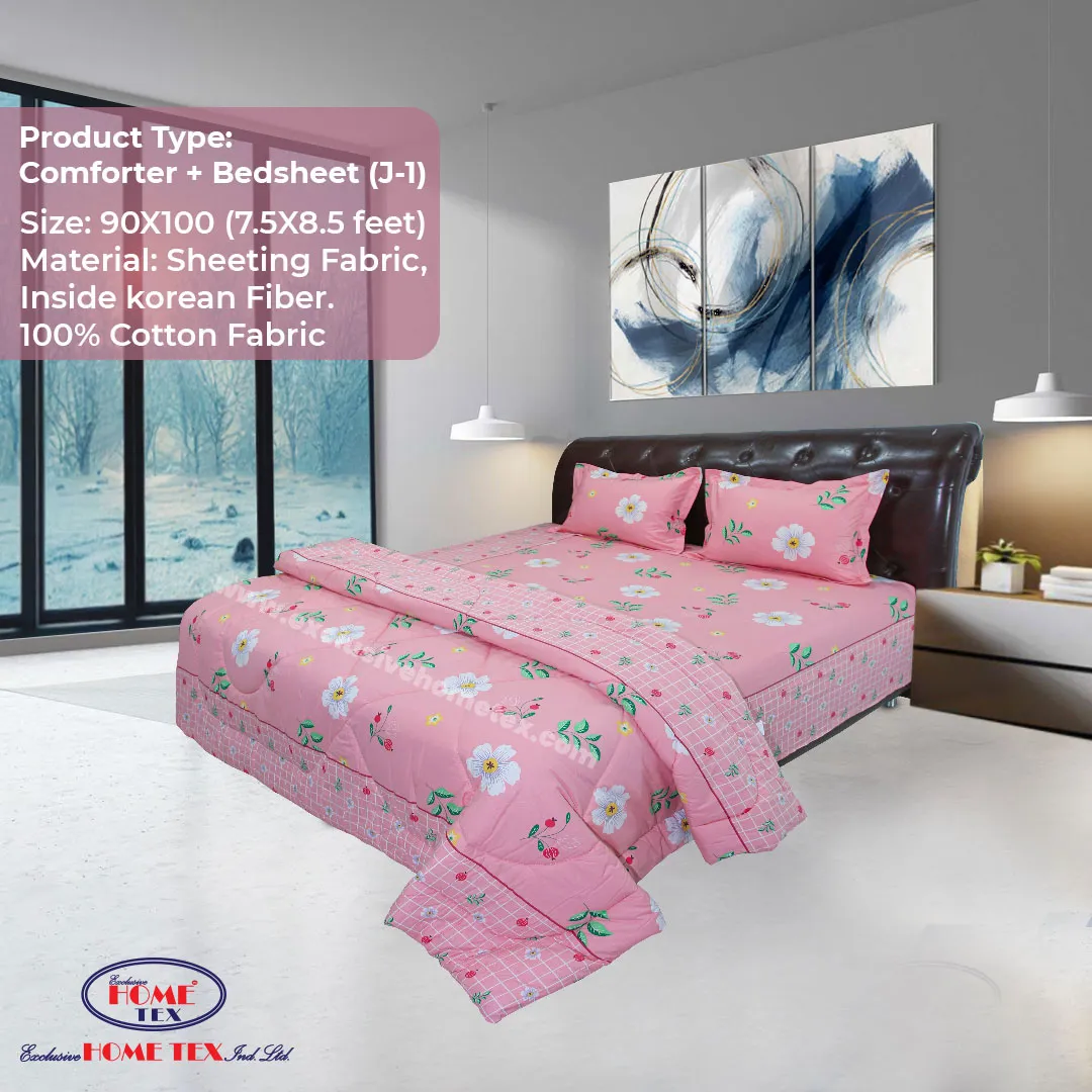 Sheeting Fabric Comforter + Bedsheet (J-1)