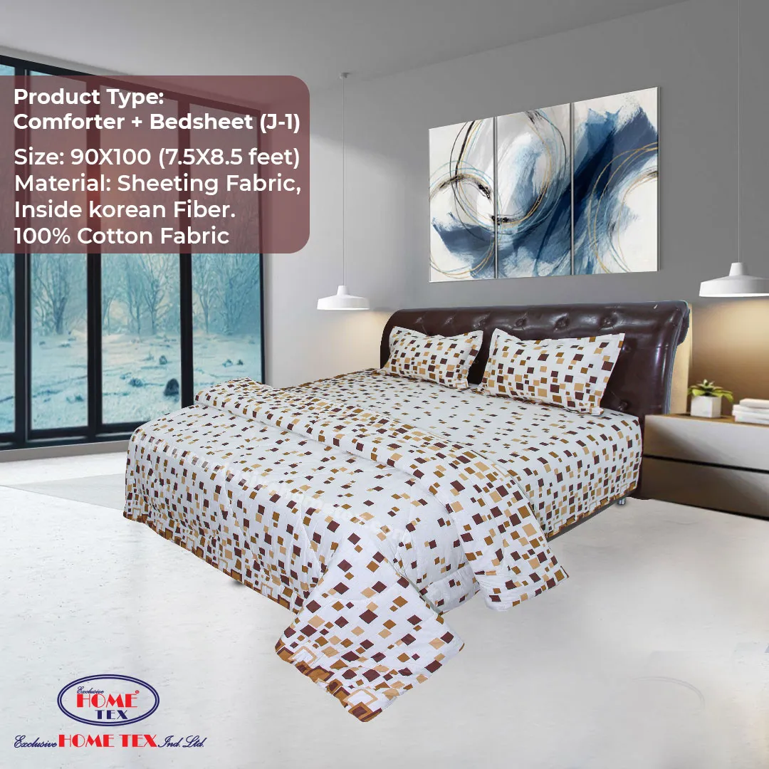 Sheeting Fabric Comforter + Bedsheet (J-1)