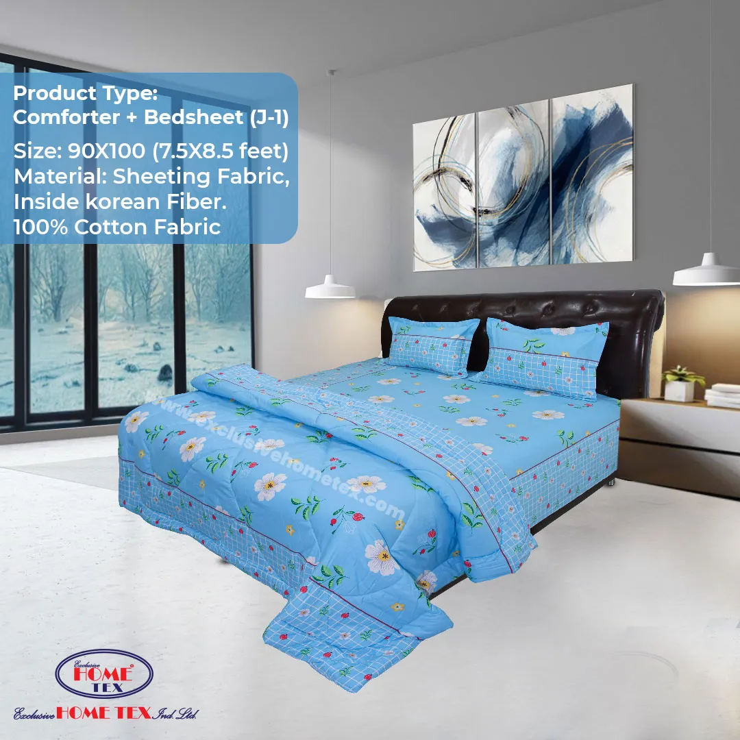 Sheeting Fabric Comforter + Bedsheet (J-1)